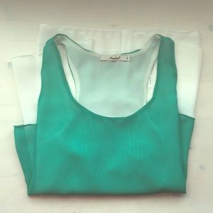 Papaya Tank Top / Aqua Green and White